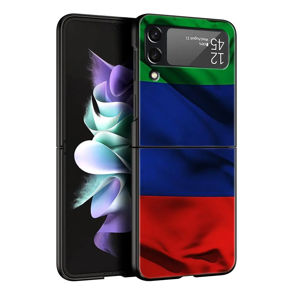 Funda de teléfono con bandera nacional de dagüe para Samsung Galaxy Z Flip3 Flip4 Flip5, carcasa para Z Flip 3 4 5 6 7, funda trasera plegable dura - imagen 4