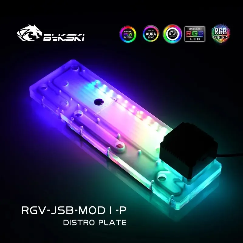 BYKSKI RGV-JSB-MOD1-P Placa acrílica Solución de canal de agua para uso en caja de PC JONSBO MOD1 para CPU y bloque GPU/bomba DDC combinada