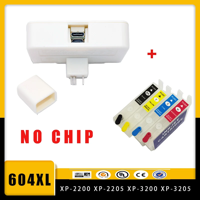 Cartucho de tinta para impresora Epson 604XL, recambio de tinta sin chip con reiniciador de Chip para XP-2200, XP-2205, XP-3200, XP-3205, XP-4200, Europa 604