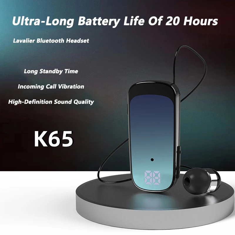 Auriculares inalámbricos K65 de Color degradado Lavalier llamadas de negocios/música 20H recordatorio de vibración foto con un solo clic auriculares Bluetooth 5,2 - imagen 3