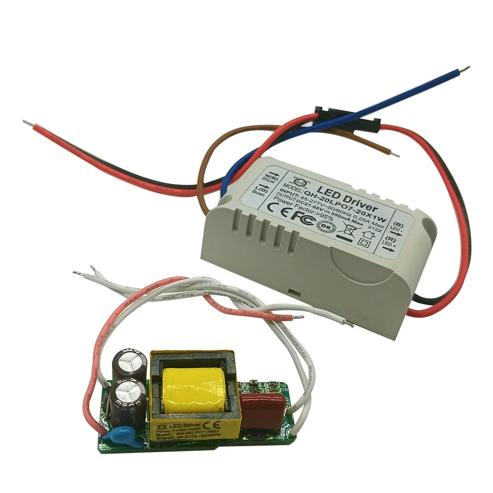 5 unids/lote 12-20X1W LED controlador interior de corriente constante para 12W 15W 18W 20W, entrada 85-265V, salida 300mA alto PF más de 95%