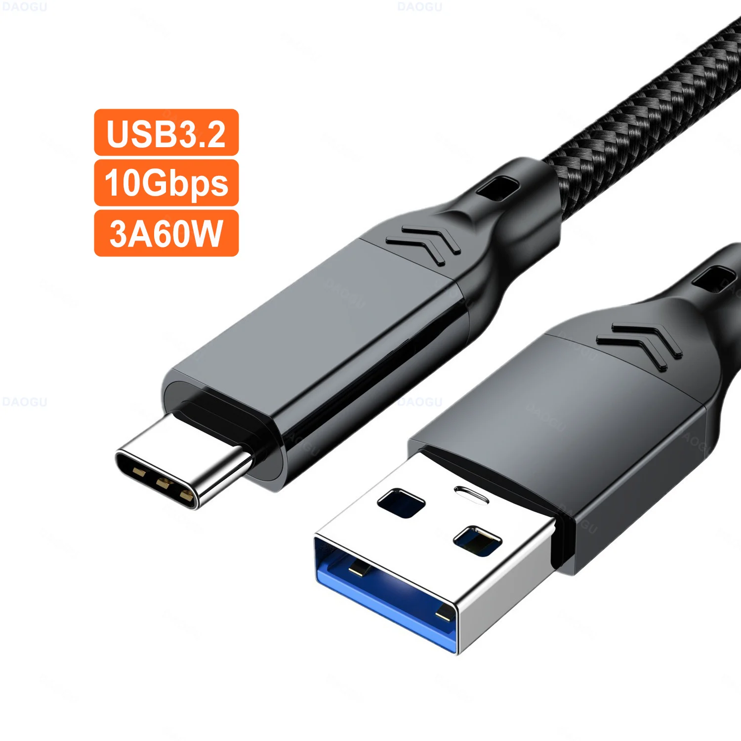 Cable USB3.2 Gen2 de 10Gbps, Cable de datos USB tipo C para disco duro externo, Cable de carga rápida de 60W para ordenador portátil, teléfono móvil 3,2