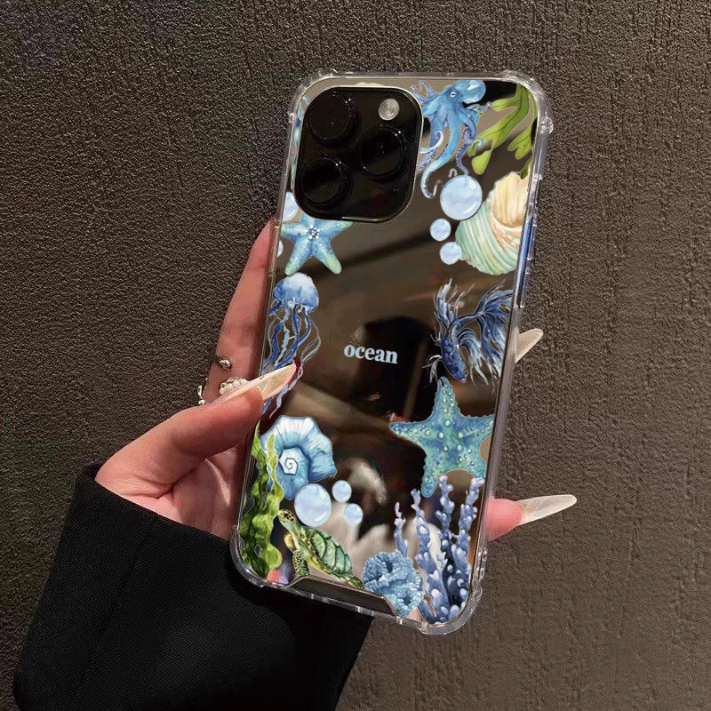 Funda con diseño de sol y cóctel de frutas de verano para iPhone 16 15 14 13 12 11 Pro Max XS X XR 7 8 Plus SE, funda a prueba de golpes con espejo de maquillaje - imagen 5