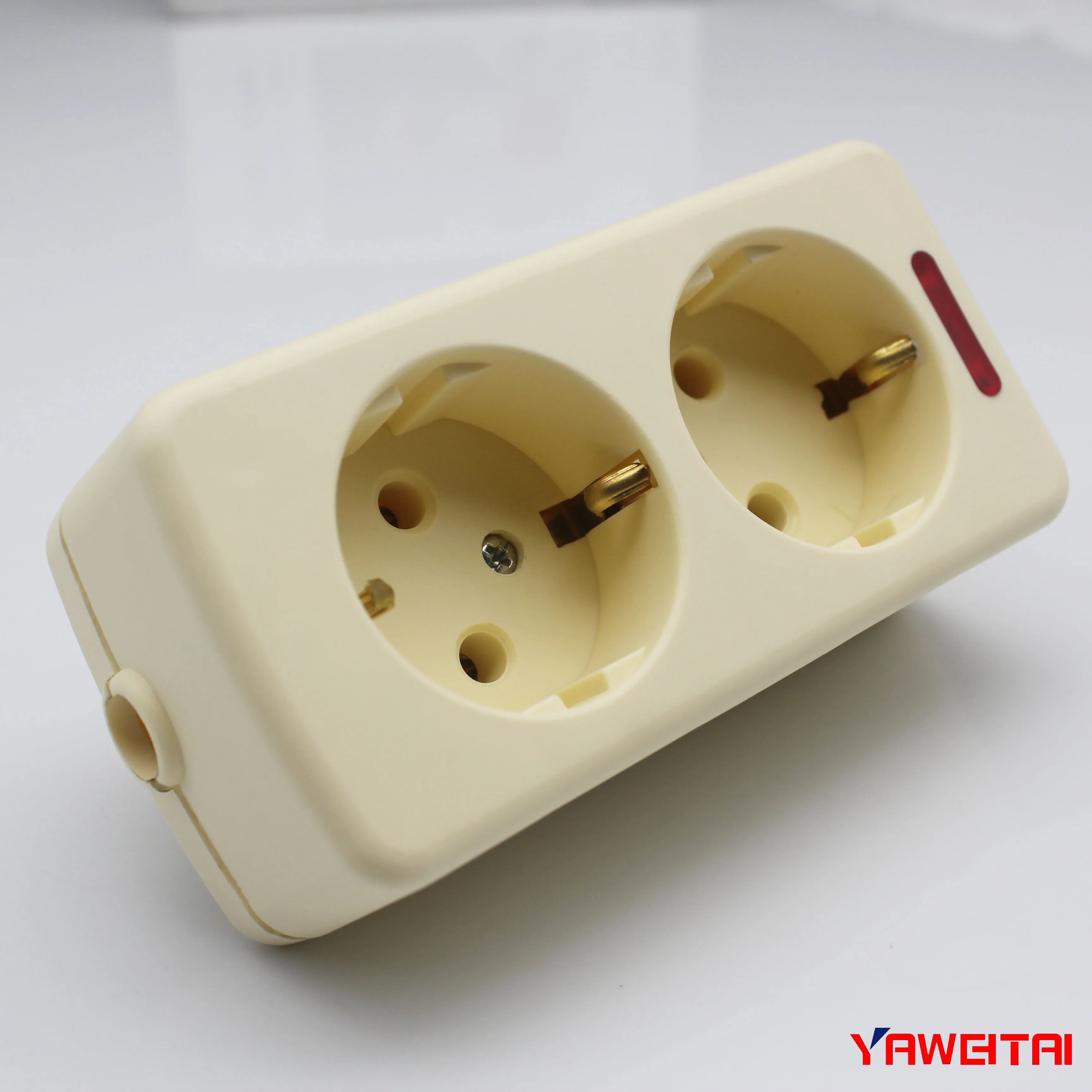Enchufe de extensión de latón, 250V, Europeo, CE, 2 entradas, con puesta a tierra - imagen 4