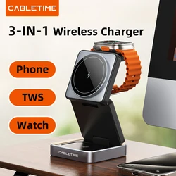 CABLETIME Soporte Carga Magnética Plegable Apple Watch AirPods iPhone