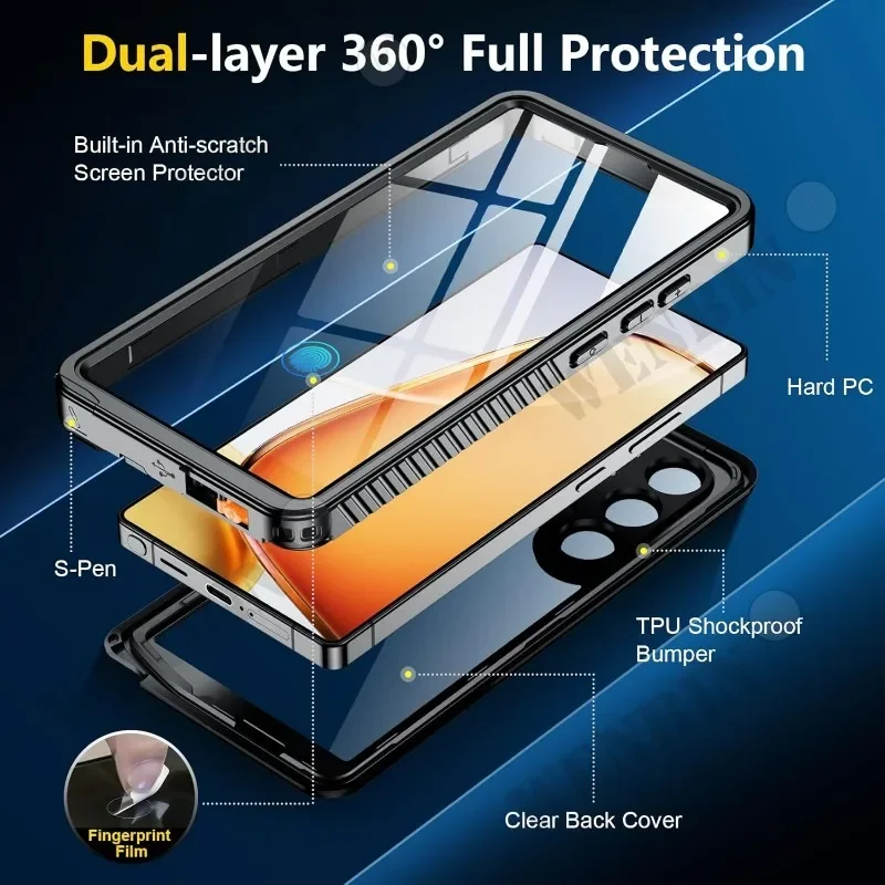 Funda impermeable IP68 para Samsung S26 S25 S24 Ultra Plus A57 A37 A17 Metal aluminio natación teléfono cubierta de lujo Capa Fundas - imagen 4