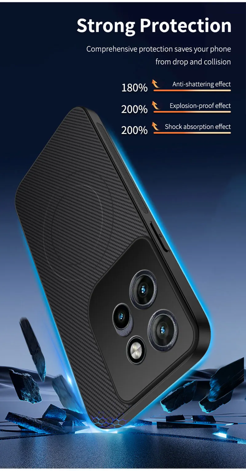 Para Motorola Moto G67 Power Edge 70 X70 Air funda de silicona suave de fibra de carbono funda protectora trasera magnética para Edge70 - imagen 2