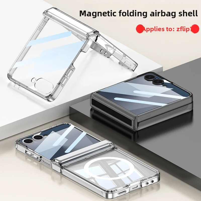 Para Samsung Galaxy Z Flip 7 funda suave airbag transparente bisagra media magnética Magsafe funda protectora trasera para Z Flip 7 Shell - imagen 4