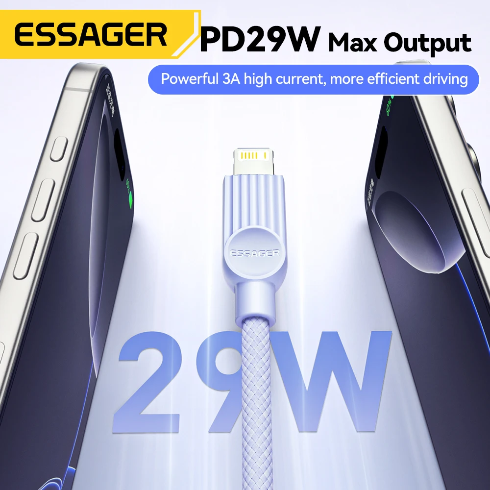 Essager-Cable USB C de Color para iPhone 14, 13, 12, 11 Pro Max, Xs, iPad, Macbook, Cable de 29W PD, carga rápida tipo C para Cable de datos de iluminación - imagen 4