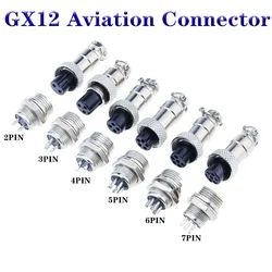 Conector de aviación GX12 macho y hembra para cable eléctrico