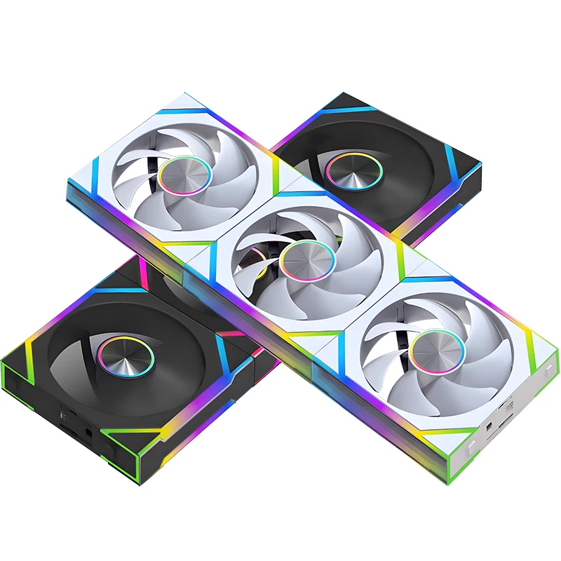 JUMPEAK DS120 ventilador de refrigeración ARGB que cambia la cara 360mm 240mm empalme Modular apilable 120mm ventiladores RGB para juegos PC caja CPU Cooler - imagen 4