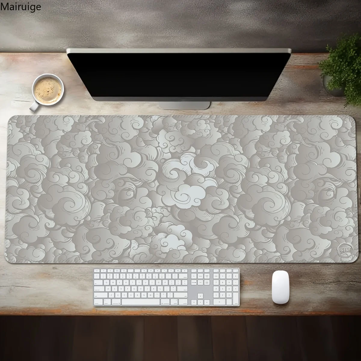 Alfombrilla de ratón grande de nube blanca, accesorios para juegos, alfombrilla de escritorio, borde de bloqueo antideslizante lavable, adecuada para deportes electrónicos, oficina y uso doméstico