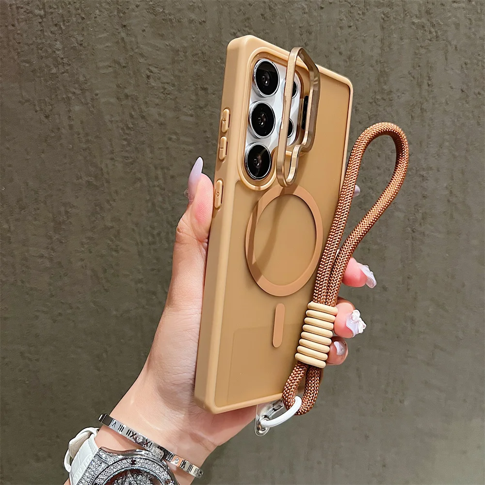 Funda de teléfono con soporte de lente magnética mate, funda de carga inalámbrica para Samsung S24 S25 Plus S23 Ultra FE A56 A36 A16 - imagen 5