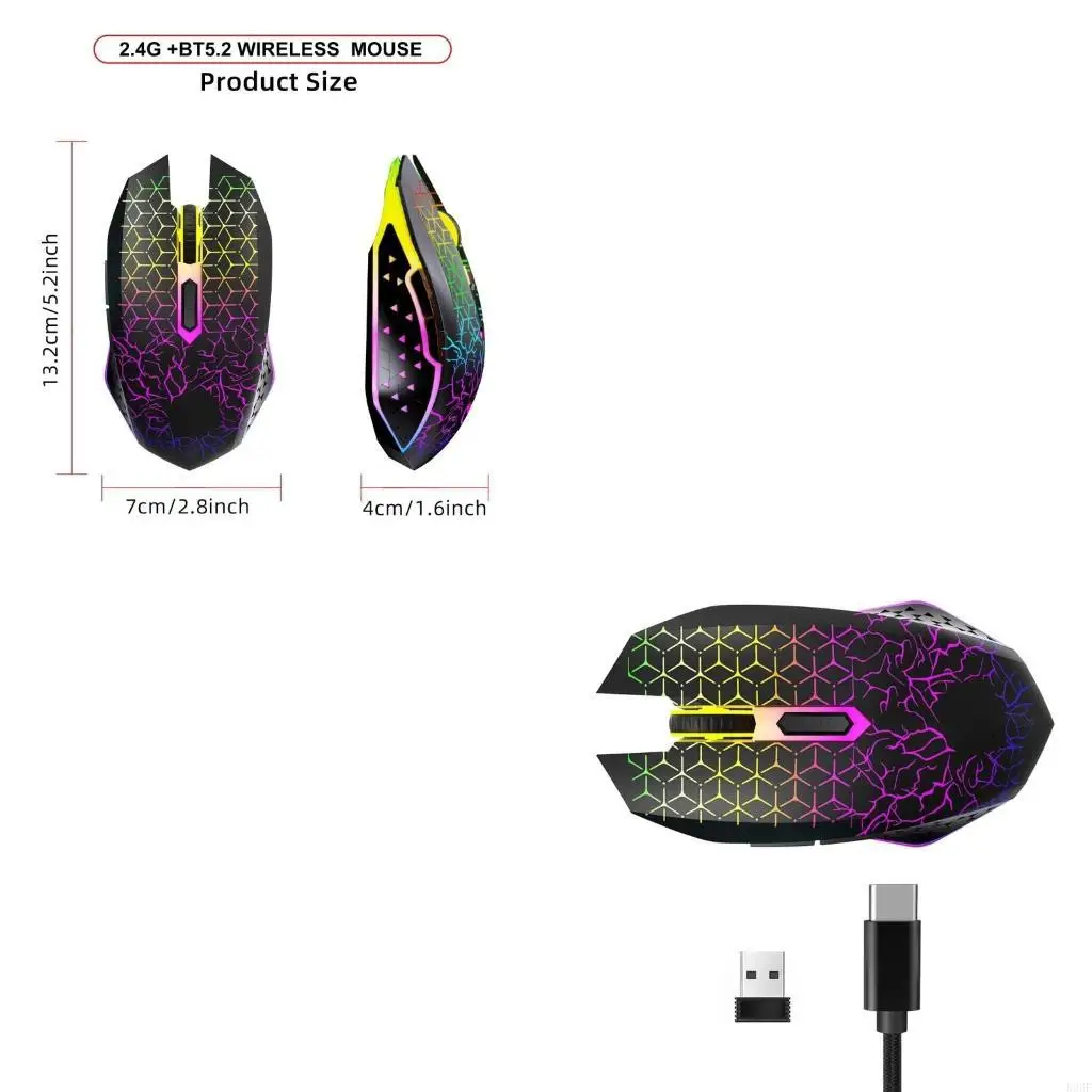896F Modos doble mouse ratón 2.4G Compatible LED Flight for Gaming