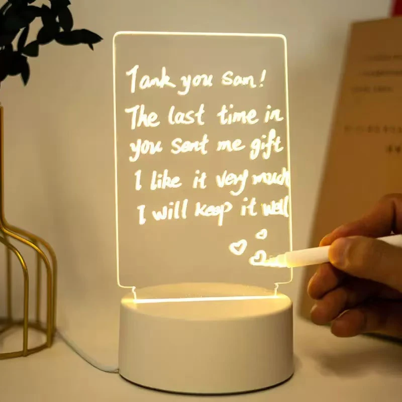 Tablero de mensajes, lámpara de luz nocturna, tablero de escritura para niños, luces Led, luces nocturnas acrílicas transparentes 3D para dormitorio y escritorio - imagen 2