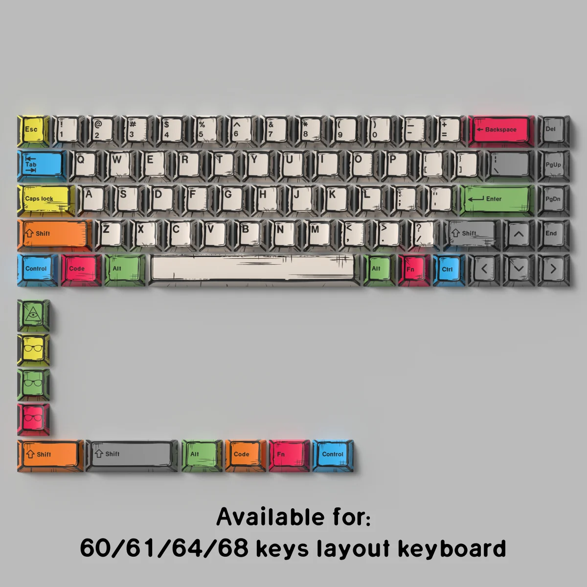 Teclas de lona cómicas PBT Dye Sub Keycaps perfil de cereza para Wooting 60he teclado magnético para juegos Teclado mecánico regalo - imagen 3