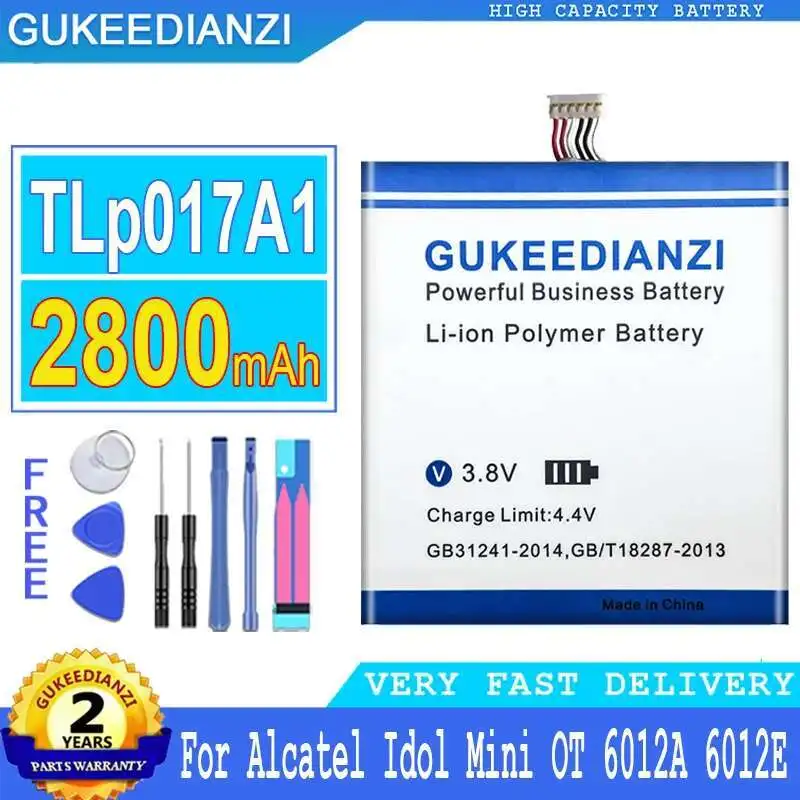 Batería de teléfono móvil Tlp017a1 Tlp017a2 2800Mah para Alcatel One Touch Idol Mini OT-6012A OT-6012E OT-6012W OT 6012A 6012E 6012W