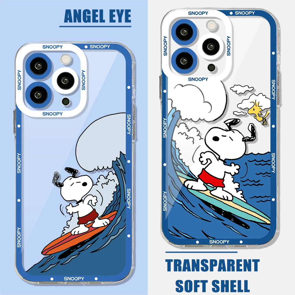 S-Snoopys Cute Cartoon Phone Case For iPhone 16 15 14 13 12 11 Mini Pro Max X XR XSMax 7 8 Plus SE20 Transparent Cover - imagen 2