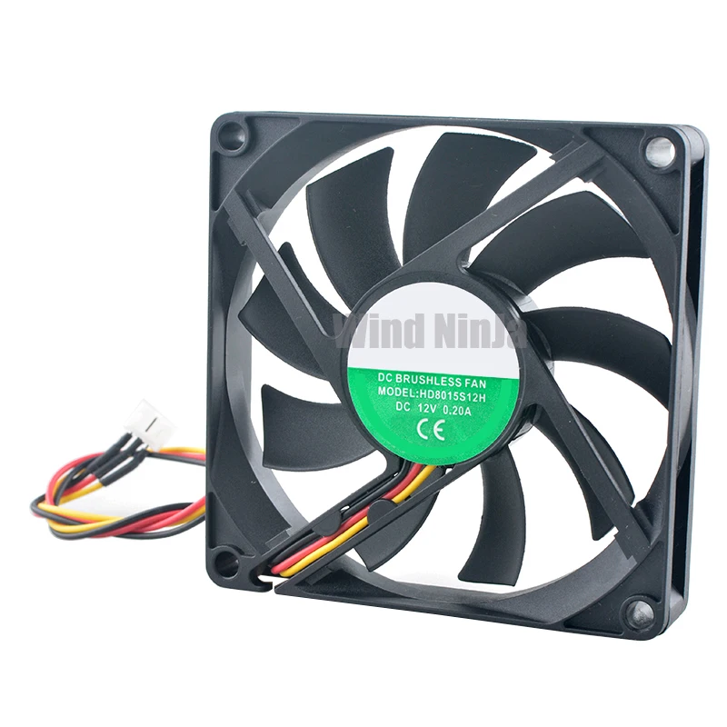HD8015S12H 8cm 80mm ventilador 80x80x15mm DC12V 0.20A 3pin ventilador de refrigeración para fuente de alimentación de grabadora de vídeo - imagen 4