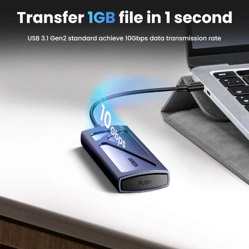 UGREEN-Adaptador de carcasa SSD M.2 NVMe, lector de carcasa externa sin herramientas, 10gbps, USB C 3,2 Gen2, compatible con teclas M, B y M - imagen 4