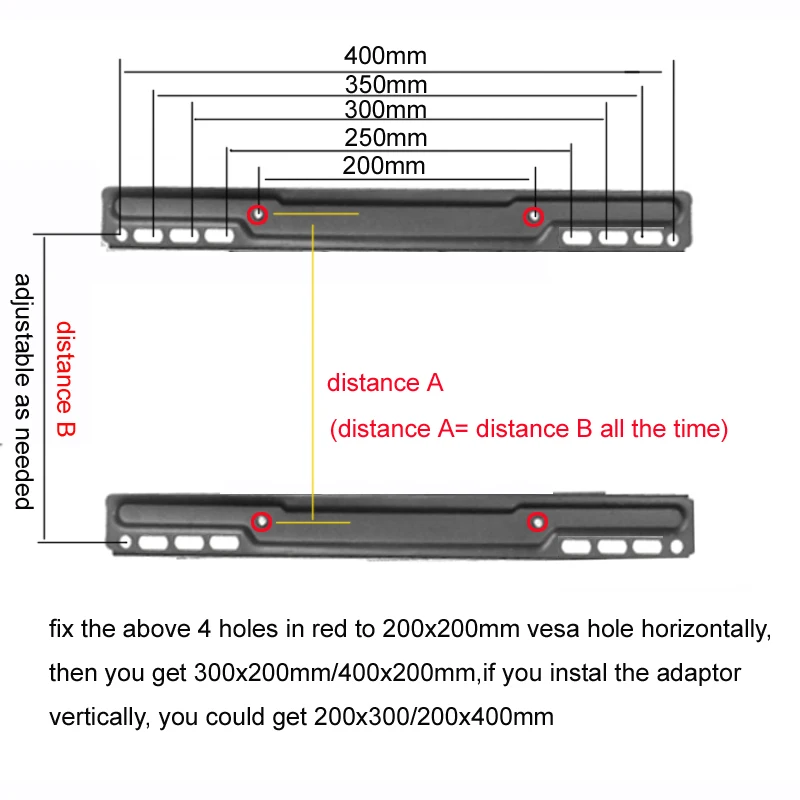Adaptador VESA para montaje de Monitor LCD, barra de extensión, piezas de bricolaje, 75x75, 100x100, 200x100 a 200x300, 300x200, 200x400, 400x200 - imagen 3