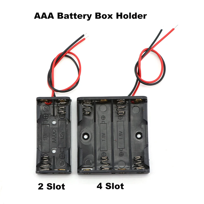 Caja de batería AAA con ranura de 2/4 1,5 V, soporte de batería AAA con cable de cables con 2 4 ranuras AAA 3A 6v - imagen 2