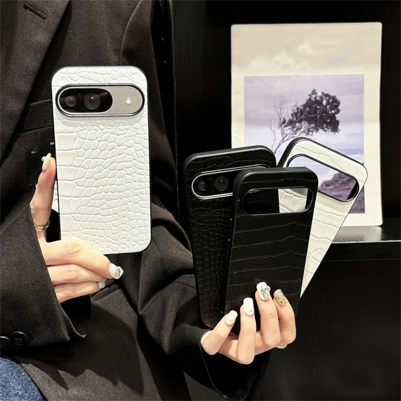 Funda de teléfono con diseño de cocodrilo Retro elegante para Google Pixel 9 Pro XL, funda protectora de cuero PU con textura Animal de lujo a prueba de golpes - imagen 3