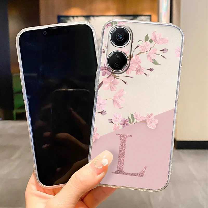 Para Poco C65 C71 C75 Redmi A3 A5 13C 14C 13 funda suave delgada de lujo A-Z letras contraportada a prueba de golpes Fundas transparente TPU transparente - imagen 2