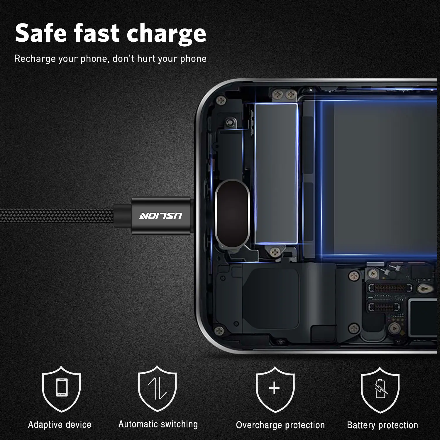 USLION-Cable USB tipo C de carga rápida 3A, Cable de datos, cargador de teléfono para Samsung S23 S21 xiaomi mi 13 Huawei POCO OPPO Realme - imagen 3