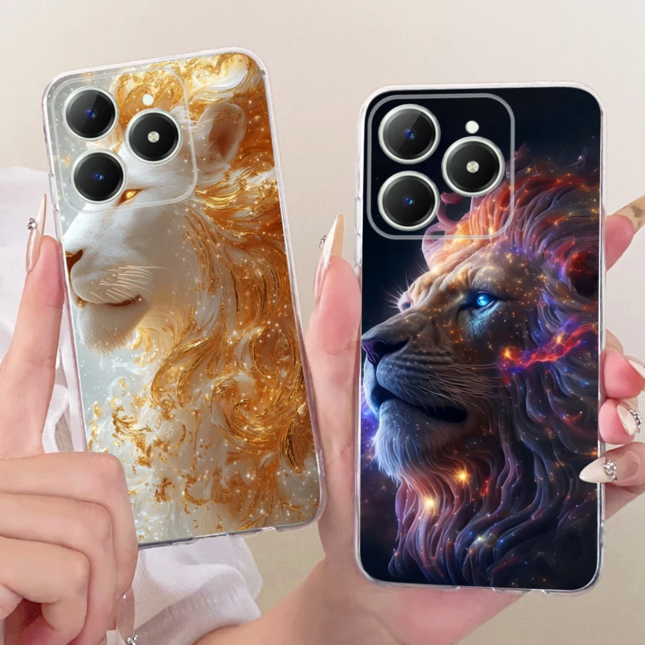 Para Realme C61 funda Realme C63 RMX3939 lindo León nueva funda pintada suave funda de teléfono delgada para Realme Narzo N63 C 61 RealmeC63 bolsas - imagen 5