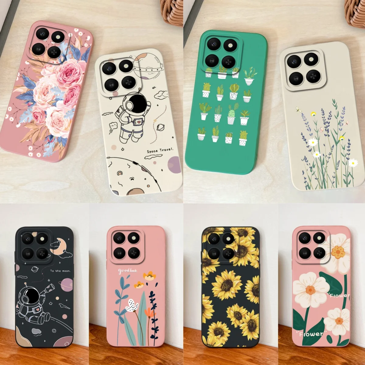 Funda para Honor X7D X9D, funda trasera de silicona líquida suave a prueba de golpes con flores de caramelo, protección de lente mejorada, carcasa de teléfono para niñas