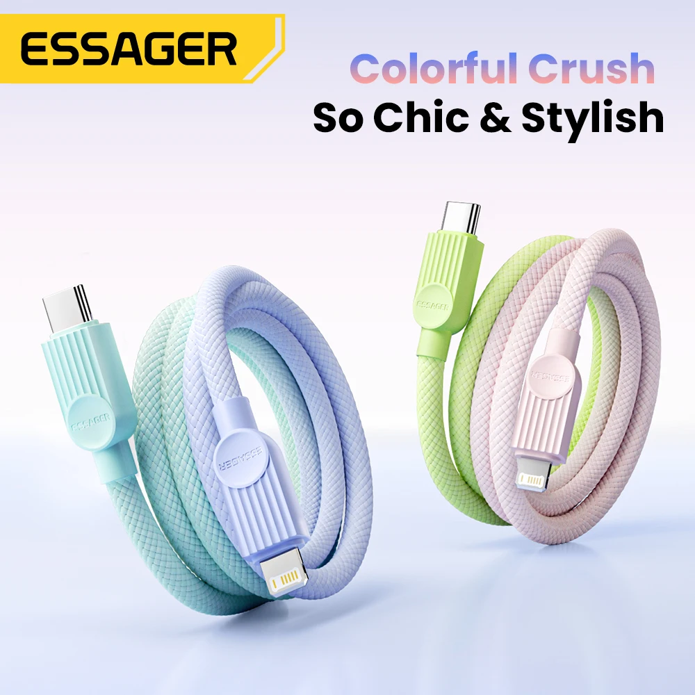 Essager-Cable USB C de Color para iPhone 14, 13, 12, 11 Pro Max, Xs, iPad, Macbook, Cable de 29W PD, carga rápida tipo C para Cable de datos de iluminación - imagen 3