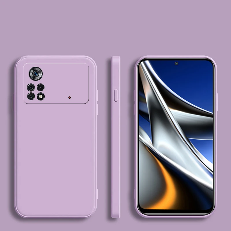 Funda cuadrada de silicona blanda de lujo para Xiaomi Poco X4 M4 Pro, carcasa trasera de protección de cámara de Color sólido - imagen 5