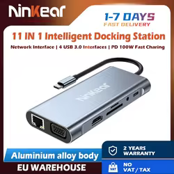 Estación de acoplamiento Ninkear 11 en 1 Resolución HD 4K 30Hz USB2.0*3 USB3.0*1 Resolución VGA 1080P /60Hz Carcasa de aleación de aluminio