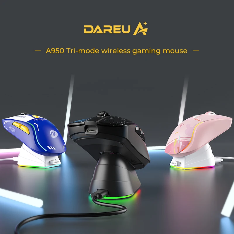 DAREU Ratón Gaming Inalámbrico Trímodo Bluetooth con Base de Carga - imagen 2