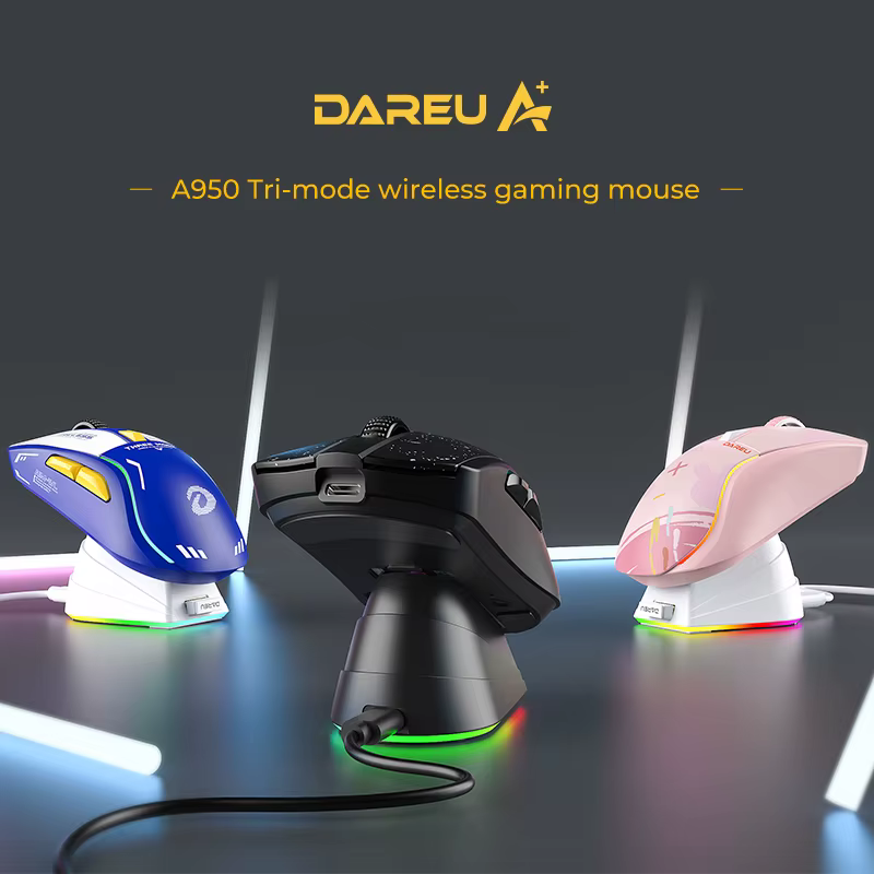 DAREU Ratón Gaming Inalámbrico Trímodo Bluetooth con Base de Carga - imagen 2