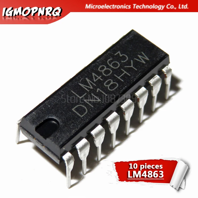 Amplificador de doble canal o, 10 piezas, LM4863D, LM4863, DIP-16, nuevo y original