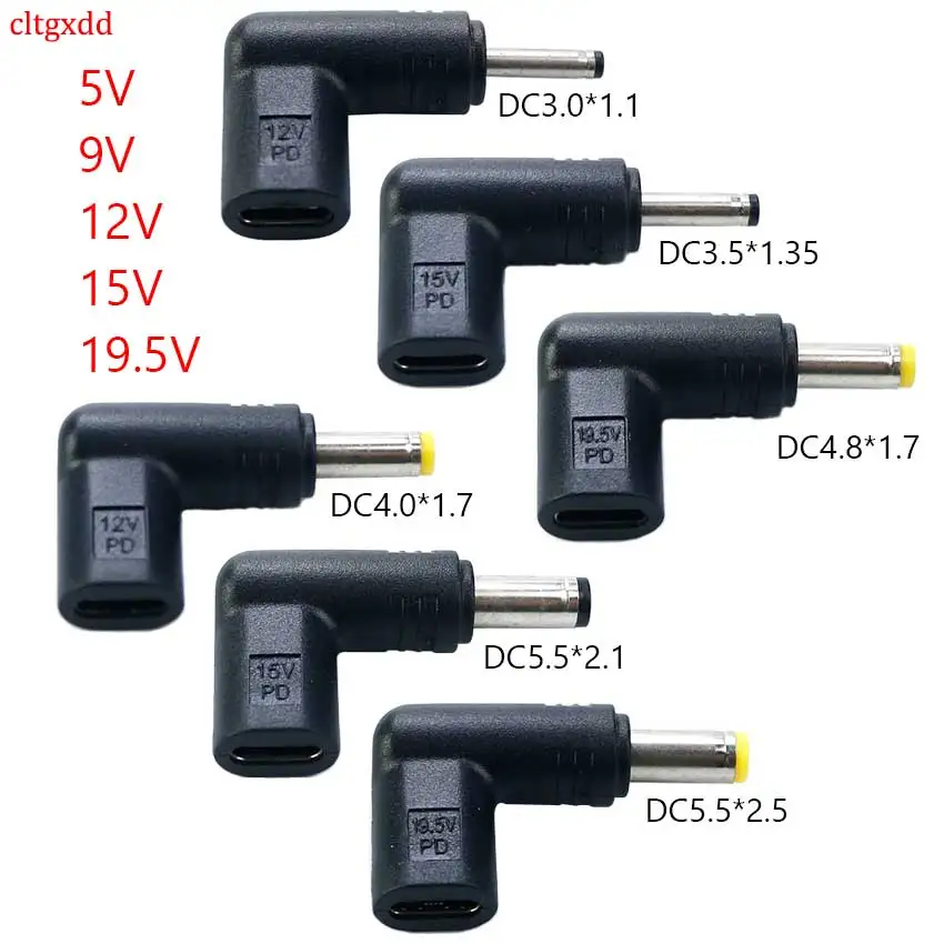 Cltgxdd USB tipo C PD a conector de alimentación CC 5V 9V 12V 15V 19,5V USB C a DC Jack adaptador de carga convertidor para tableta