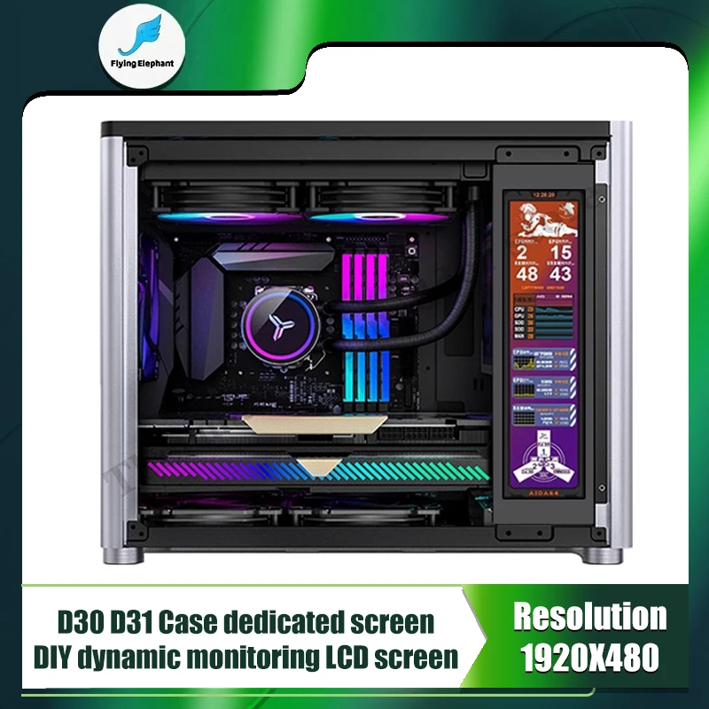 Pantalla LCD IPS personalizada para ordenador Jonsbo D30 o D31 Csae, pantalla de monitoreo dinámico DIY 1920X480