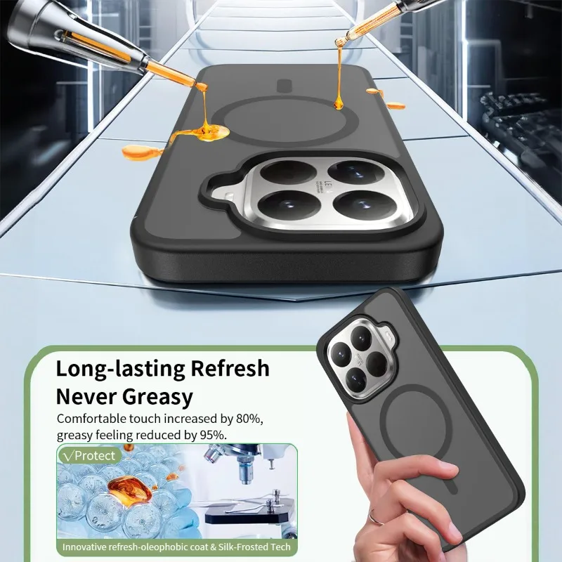Para Xiaomi 15T Pro magnético mate translúcido PC + TPU funda a prueba de golpes para Xiaomi 15 T Mi15Tpro para Magsafe cubierta de carga inalámbrica - imagen 5