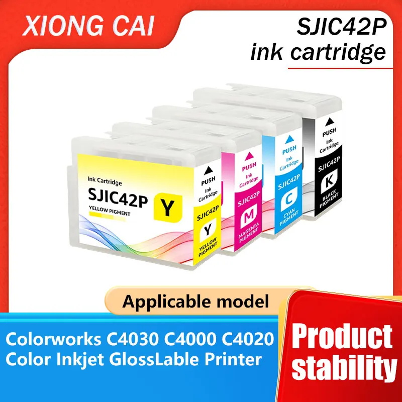 Adecuado para Epson Colorworks C4030 C4000 C4020 caja de tinta Color inyección de tinta brillante impresora de etiquetas cartucho de tinta SJIC42P