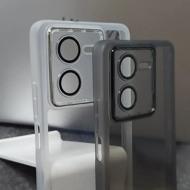 Funda de teléfono de lujo para VIVO iQOO Z8 Z8X 5G, protección de cámara de silicona suave de alta calidad, película de lente acrílica, cubierta trasera Coque - imagen 3