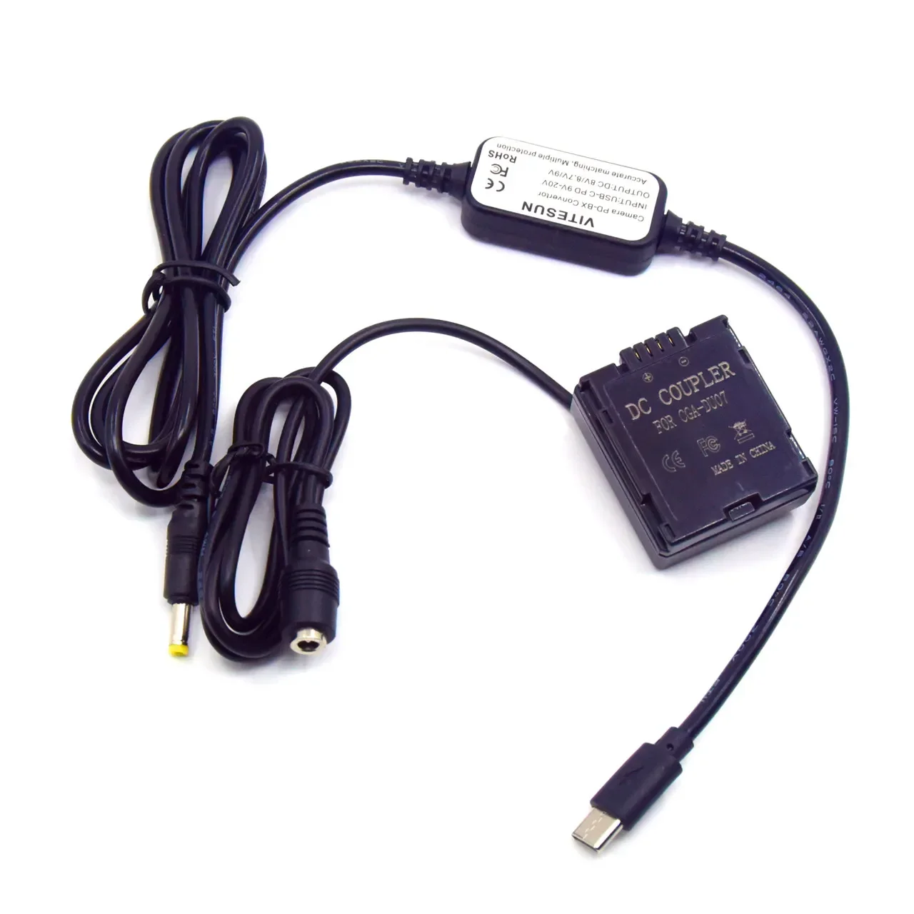 Batería virtual CGA - du07 du06 du14 du21 Panasonic NV - gs27 / 28 / 50 / 140 / 150 / 328 / 500 VW - vbd070 vdr - d100 d150 y cable de alimentación USB C PD - imagen 3