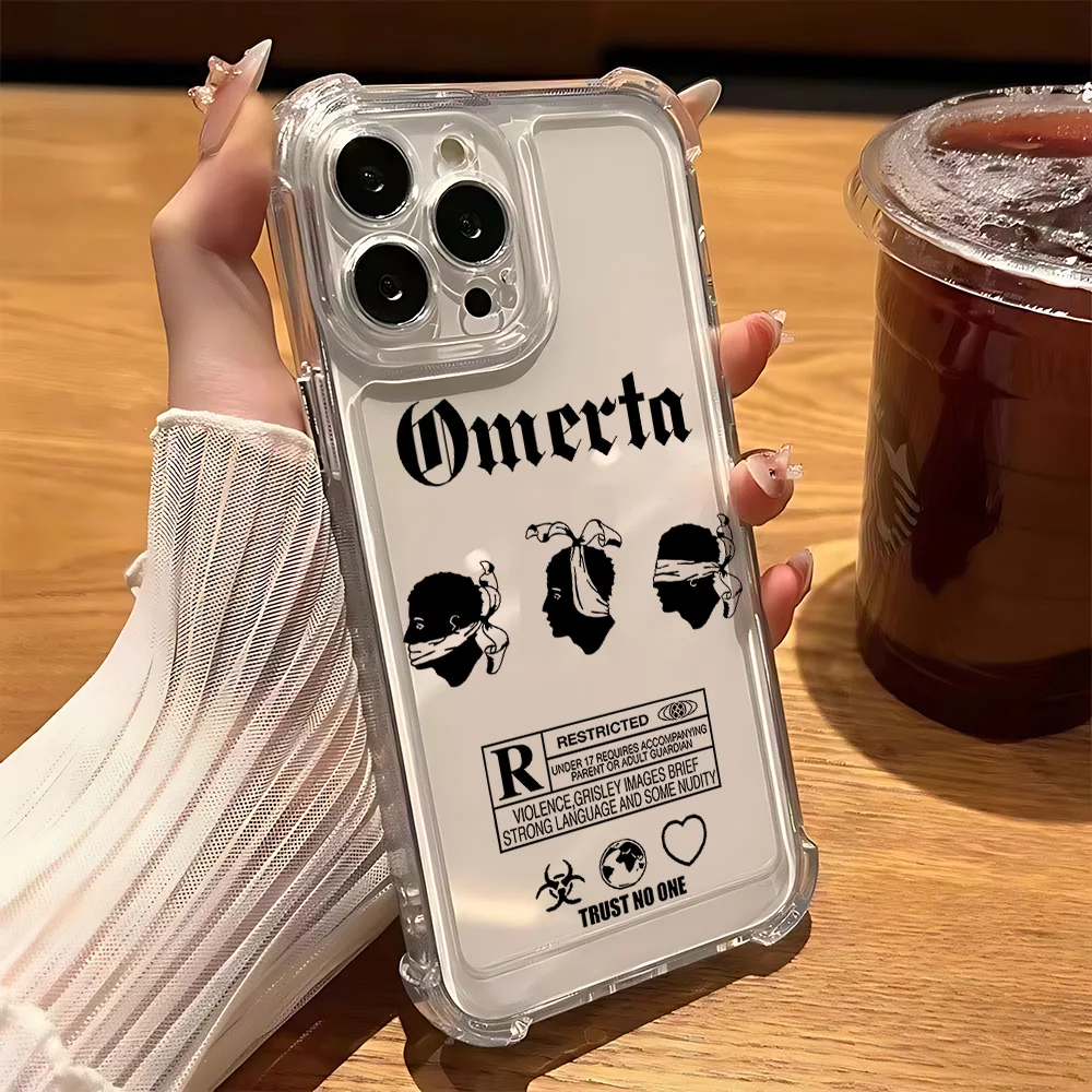 Funda de teléfono de hombre enmascarado o-omertas para IPhone 16 15 14 13 12 11 Mini Pro Max X XR 7 8 Plus SE2020, funda transparente a prueba de golpes - imagen 3