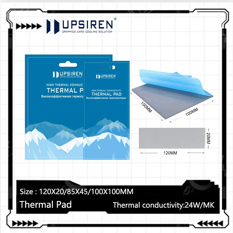 Upsiren 24W/mk 0,75/1,25/1,75mm GPU CPU disipador de calor almohadilla de silicona conductora de refrigeración almohadilla térmica auténtica Original de alta calidad