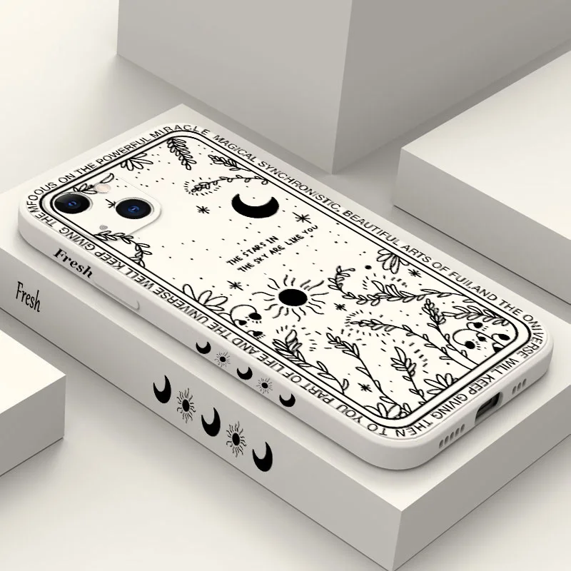 Funda de teléfono de silicona suave y estrella de luna fresca para iPhone 11 12 13 14 15 16 Pro Max Plus XS X XR SE 2020 8 7 Plus cubierta a prueba de golpes