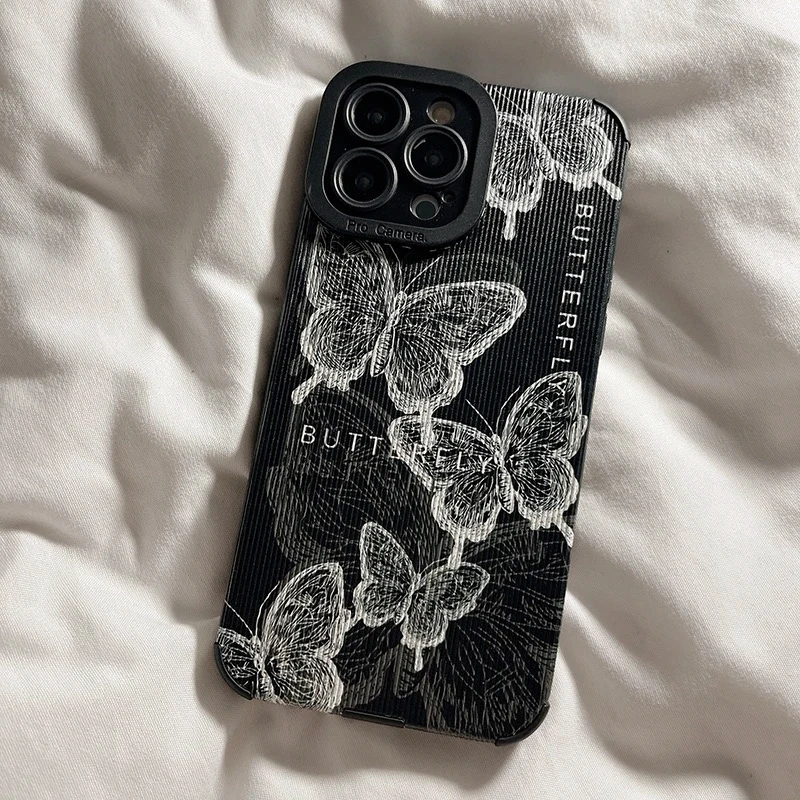 Funda de silicona a prueba de golpes para iPhone, carcasa completa de mariposa Retro a la moda para iPhone 15 Pro Max 14 Pro 13 Min 12 11 X XS XR 7 8 Plus SE - imagen 5