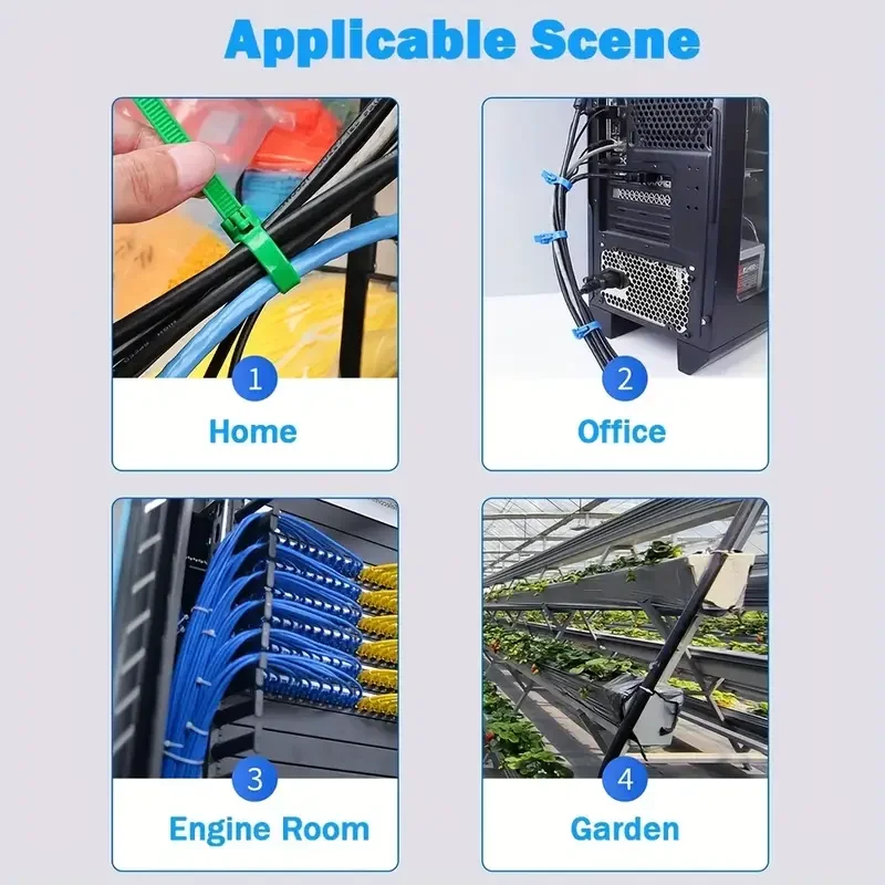 100 Uds bridas para cables desmontables plásticos de colores bridas para cables reutilizables envoltura Zip tipo brida para cables vendaje para cables enrollador de cables