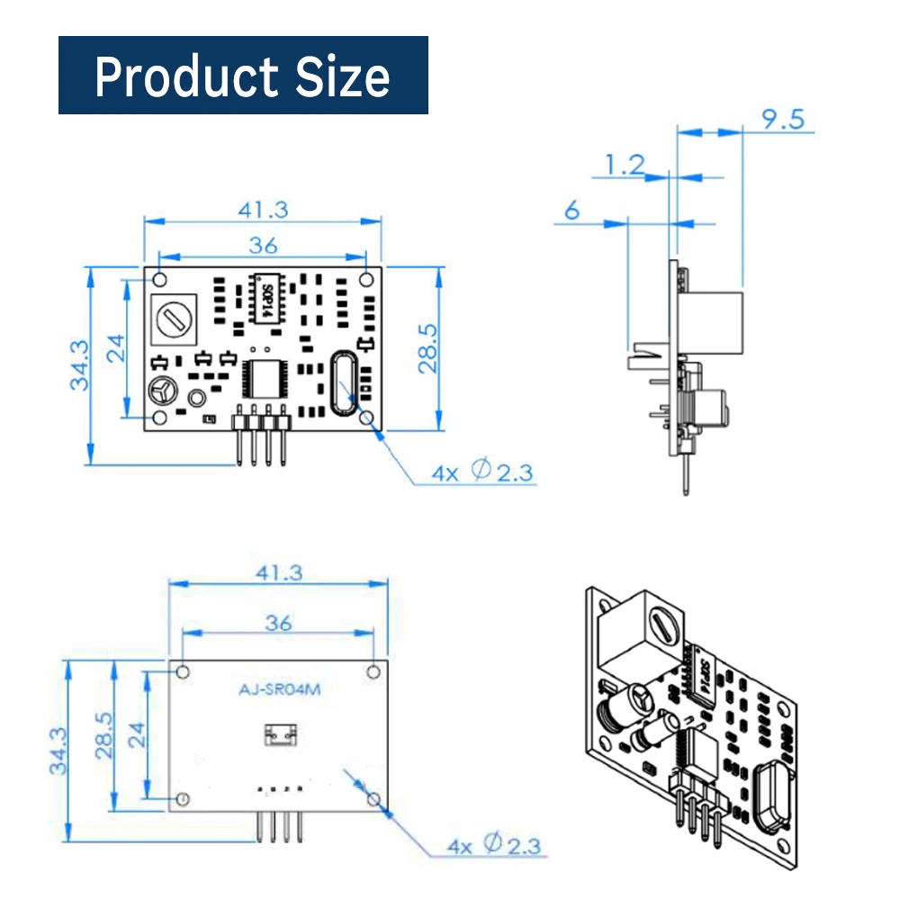 Módulo de Sensor de rango ultrasónico para AJ-SR04M, dispositivo impermeable con Cable de 450 M, distancia de medición, para Arduino, 20-2,5 CM - imagen 5