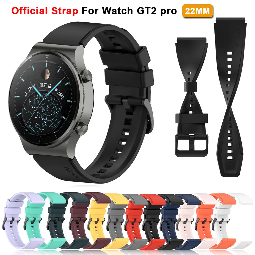 Correa de reloj de silicona oficial de 22mm para Huawei Gt2 Pro, pulsera deportiva para Huawei Watch 4 3 GT2 3 GT3Pro 46mm 43mm Gt 2 Pro